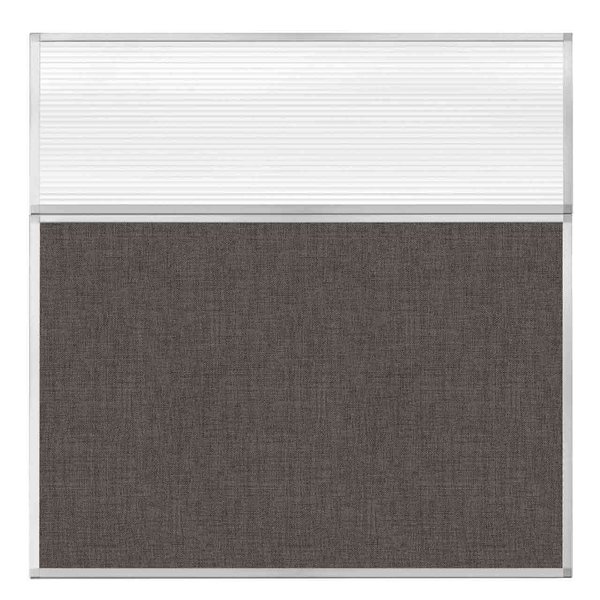 Versare Hush Panel Configurable Cubicle Partition 6' x 6' W/ Window Mocha Fabric Clear Fluted Window 1812511-1